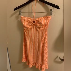 SPEECHLESS| orange and white striped O-Ring Halter Dress by Speechless| BNWT